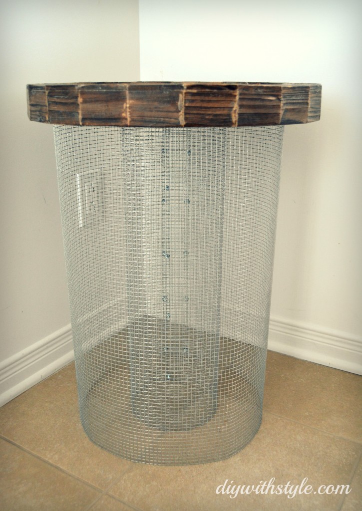 DIY Mesh & Mirror side table 1