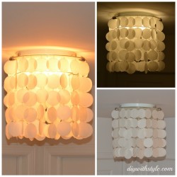 DIY wax paper faux capiz shell chandelier